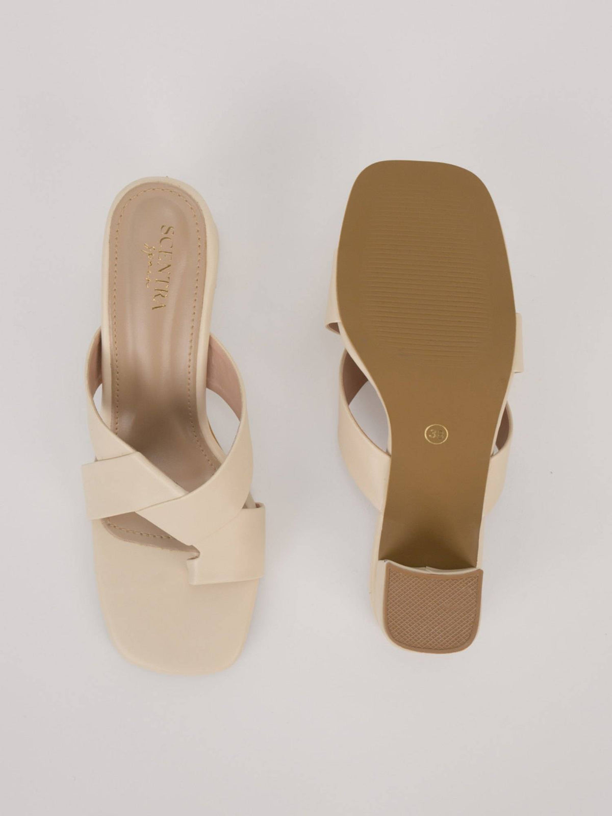 Womens Cream Block Heels | H78 - view 5