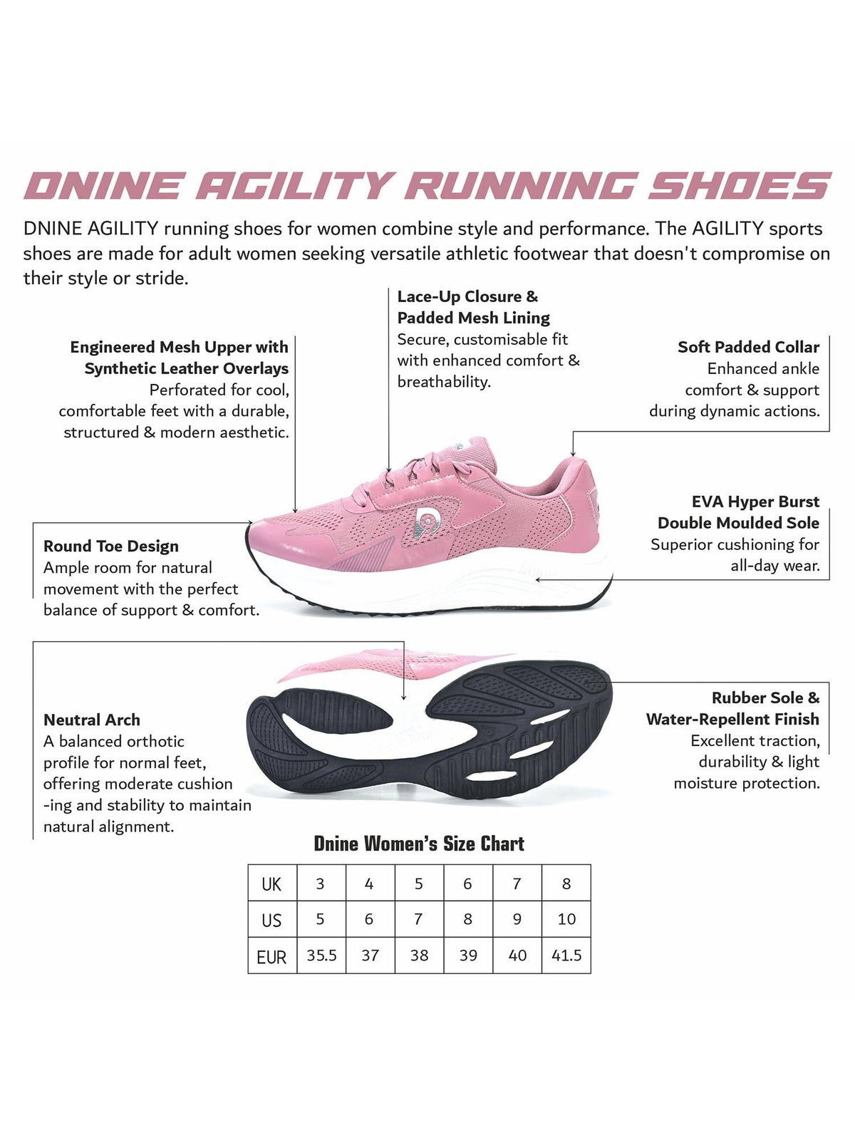 Women Pink Agility Running Shoes | SH9 - view 6
