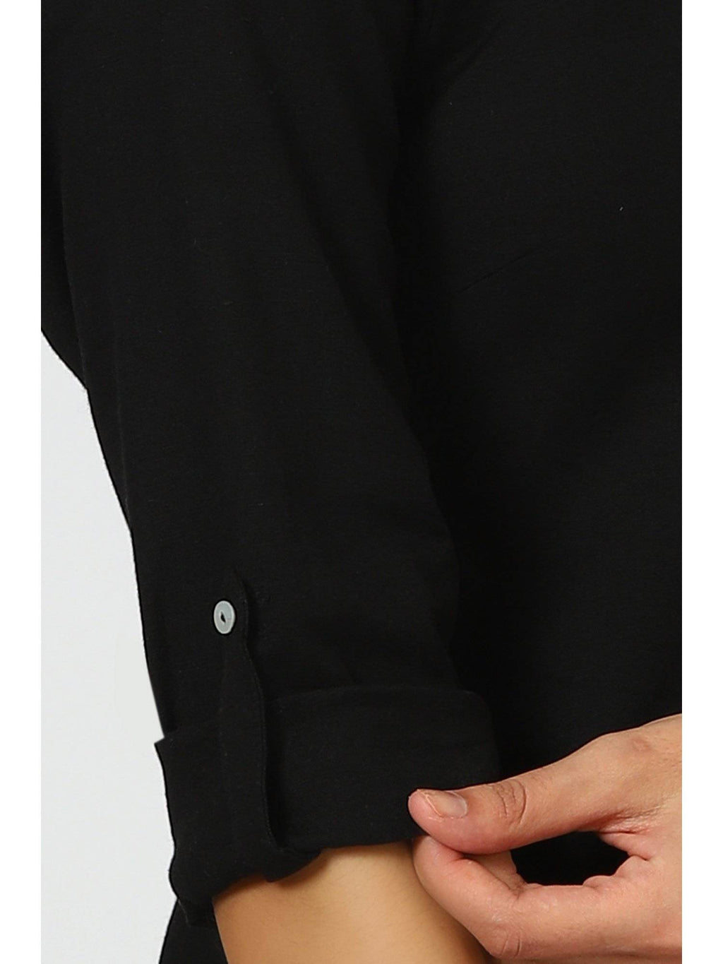 Black Mandarin Collar Cotton Blend Straight Kurta | FY93 - view 8