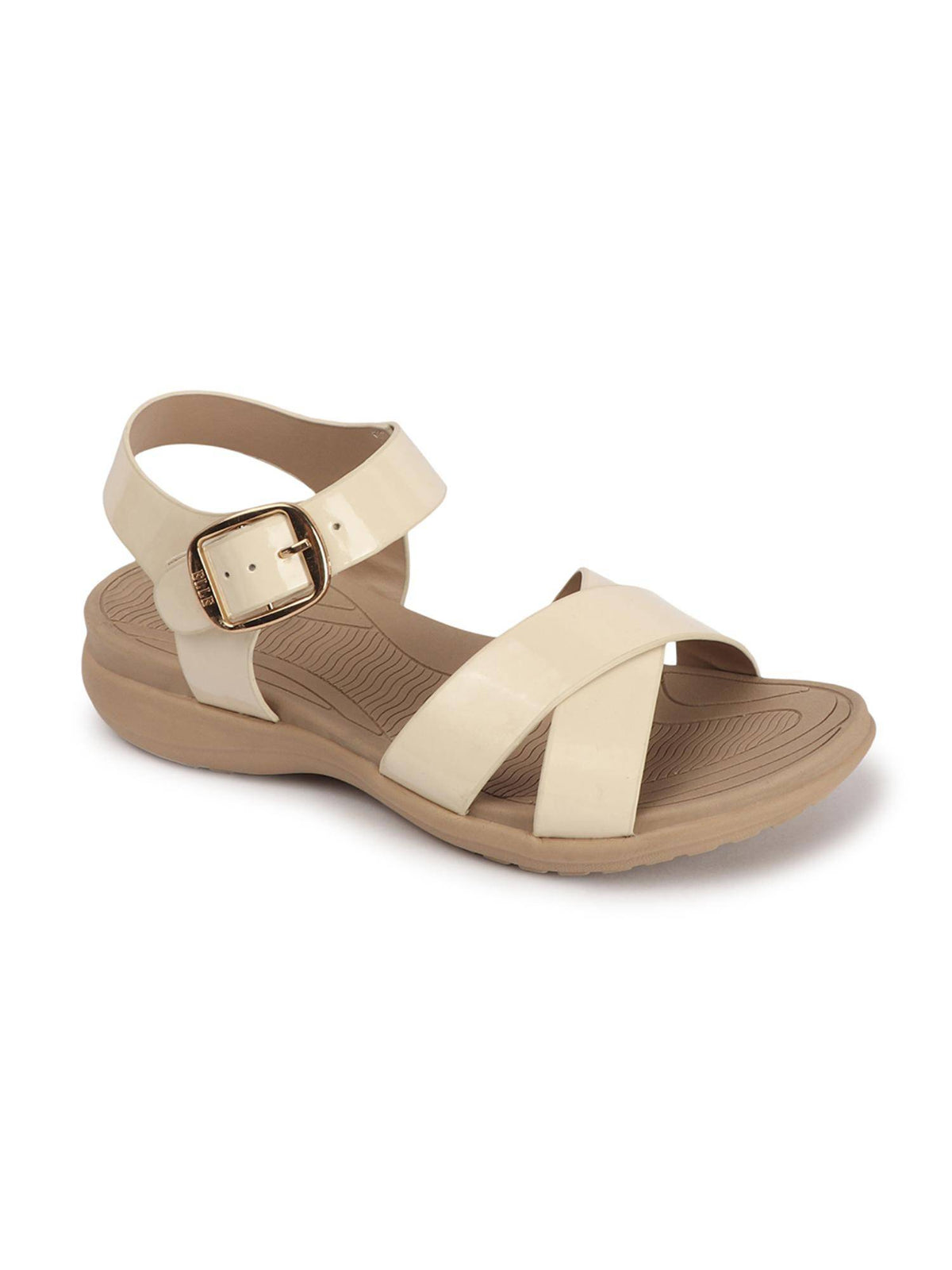 Beige Women Buckle Comfort Sandals | SD89 - view 4