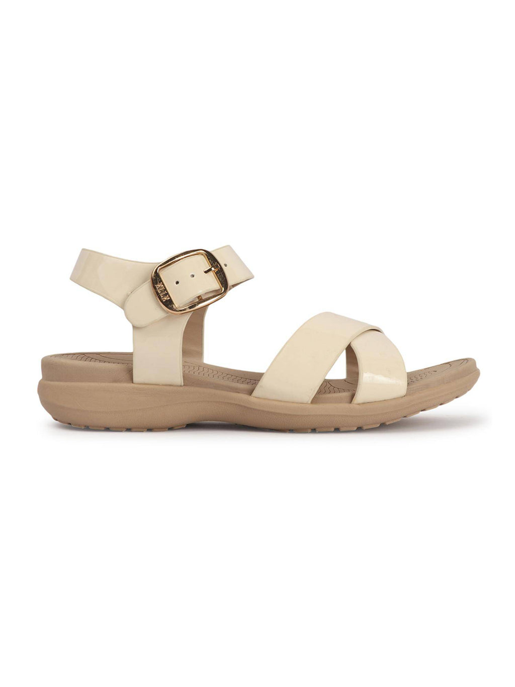 Beige Women Buckle Comfort Sandals | SD89 - view 5