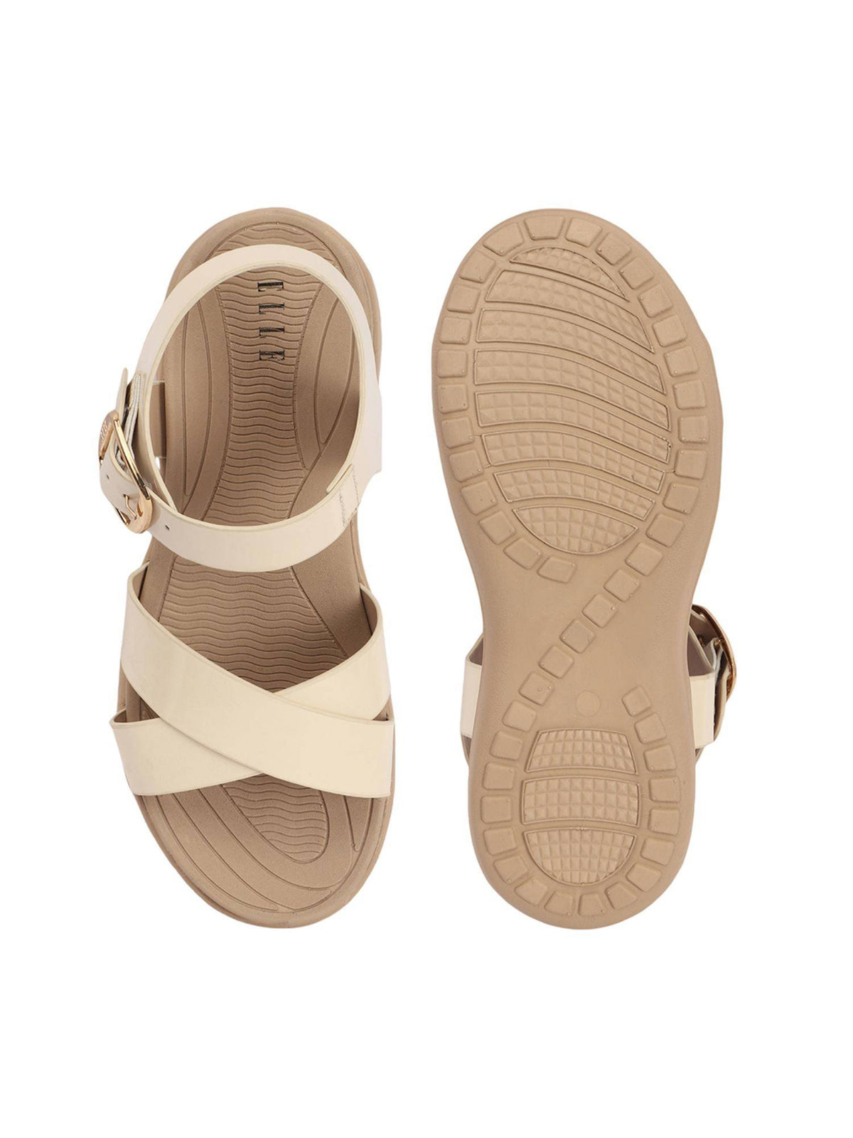Beige Women Buckle Comfort Sandals | SD89 - view 7