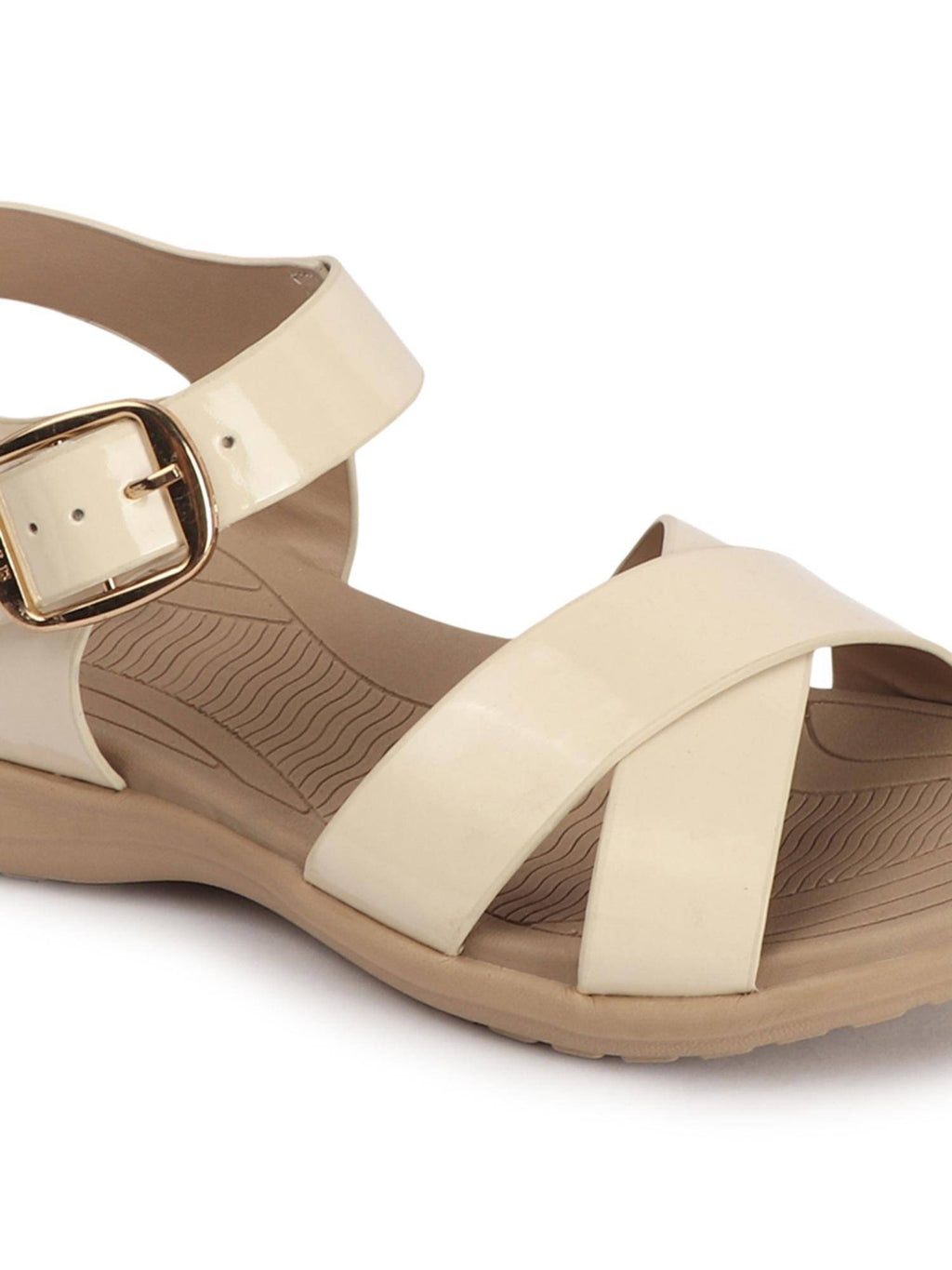 Beige Women Buckle Comfort Sandals | SD89 - view 8