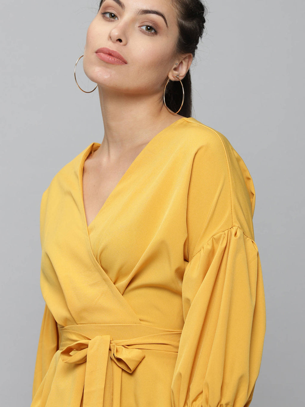 Women Mustard Solid Peplum Top | pt51 - view 5