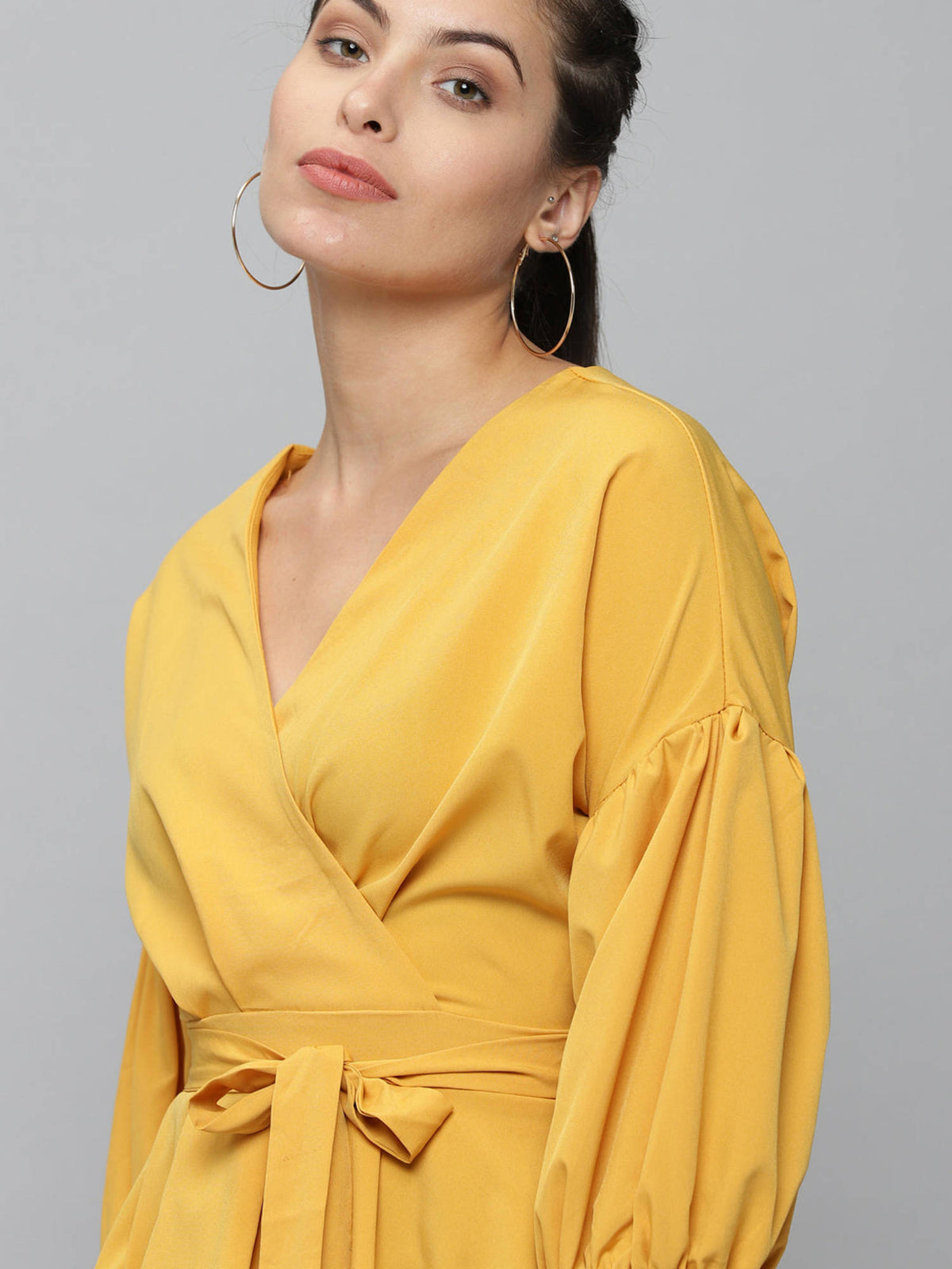 Women Mustard Solid Peplum Top | pt51 - view 5