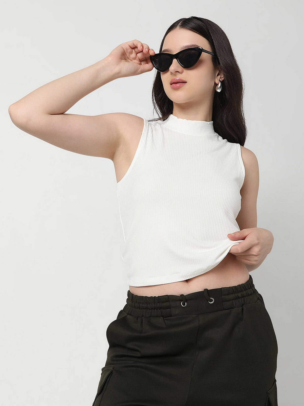 Solid Slim Women Beige Tank Top | TT98 - view 9