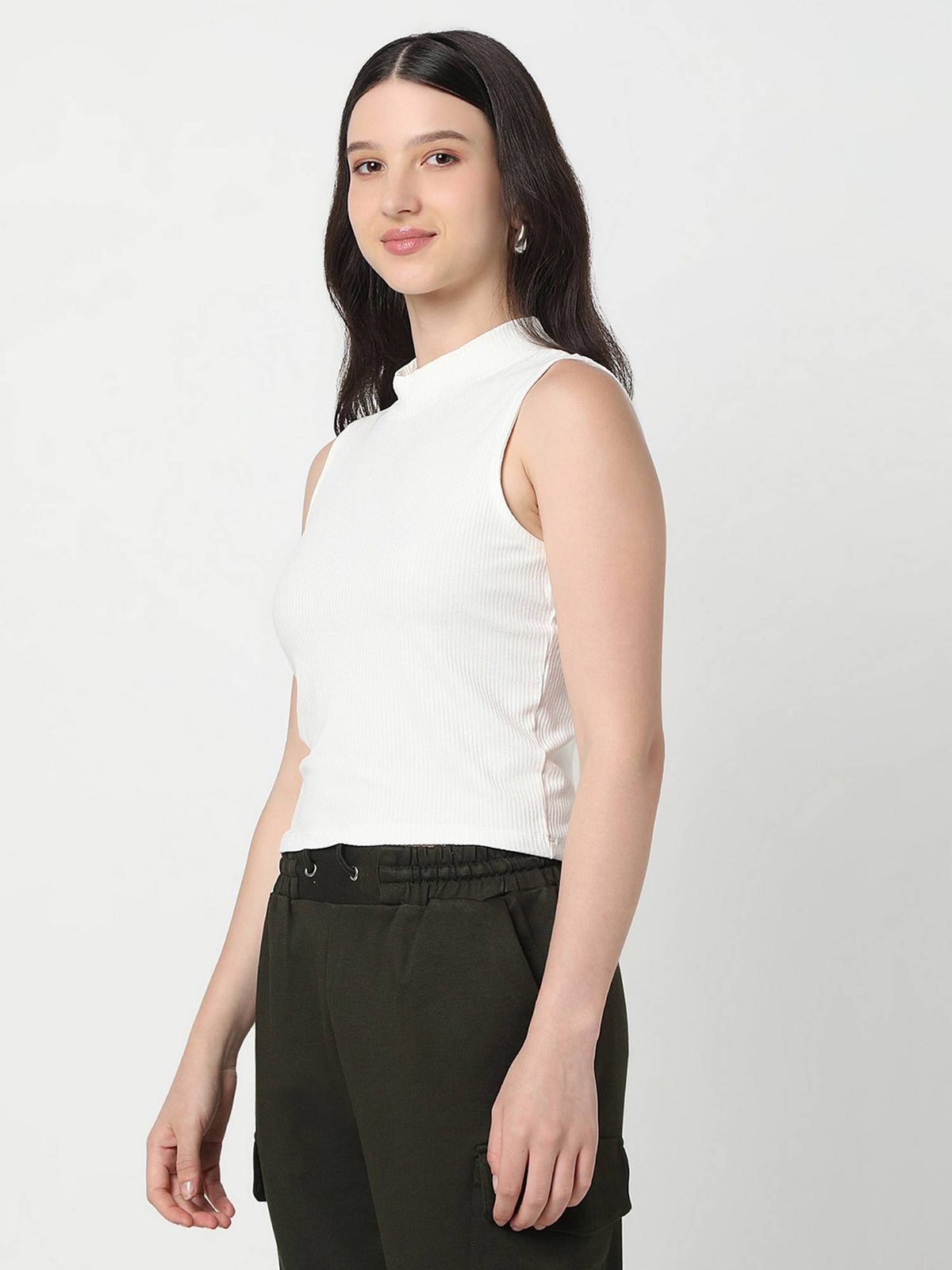 Solid Slim Women Beige Tank Top | TT98 - view 10
