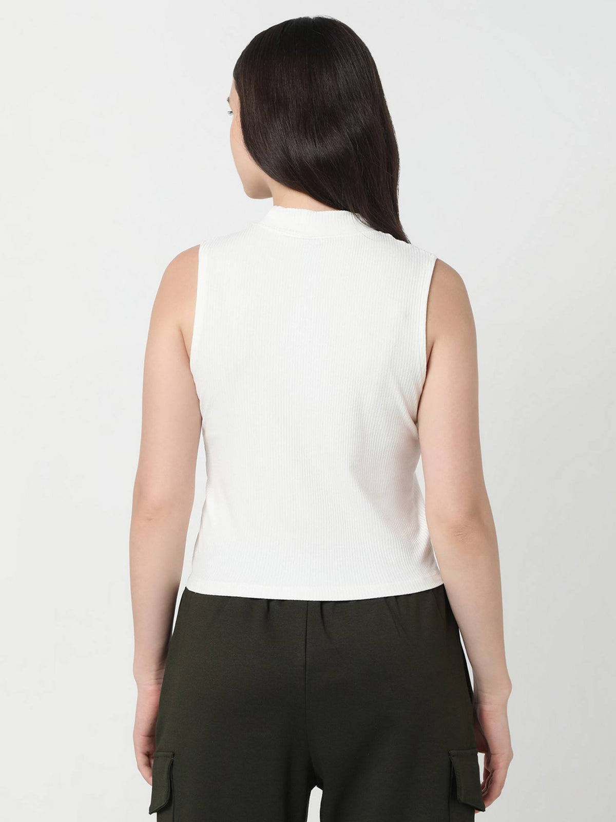 Solid Slim Women Beige Tank Top | TT98 - view 12