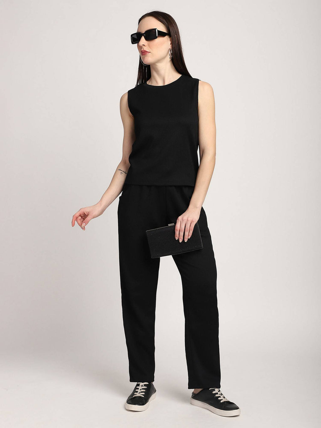 Ribbed Regular Women Black Tank Top | TT98 - view 2