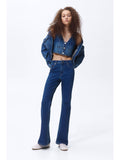 Women Blue Flared High Jeans | BG78 - view 1