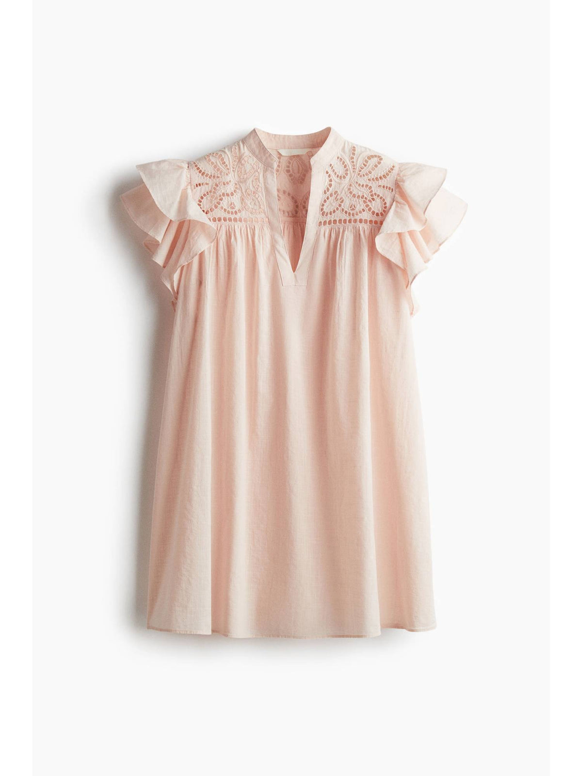 Women Orange Flutter-Sleeve Dress With Broderie Anglaise | D56 - view 1