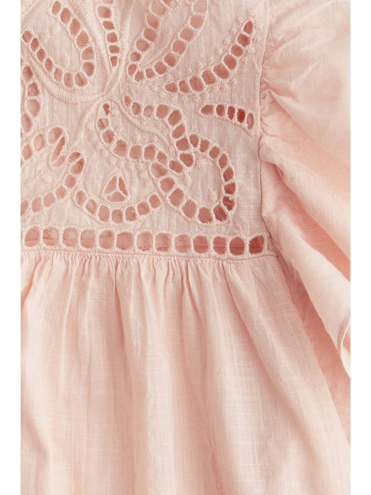 Women Orange Flutter-Sleeve Dress With Broderie Anglaise | D56 - view 2