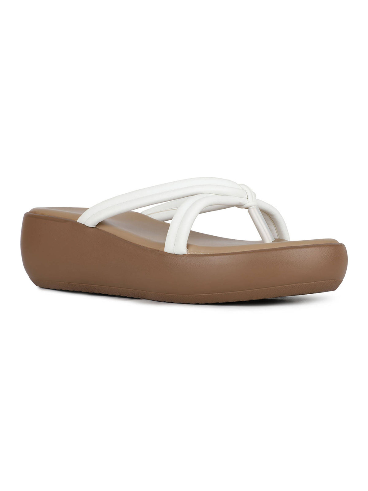 Womens White Party Wear Striped Round Toe Sandal Heels | H78 - view 2