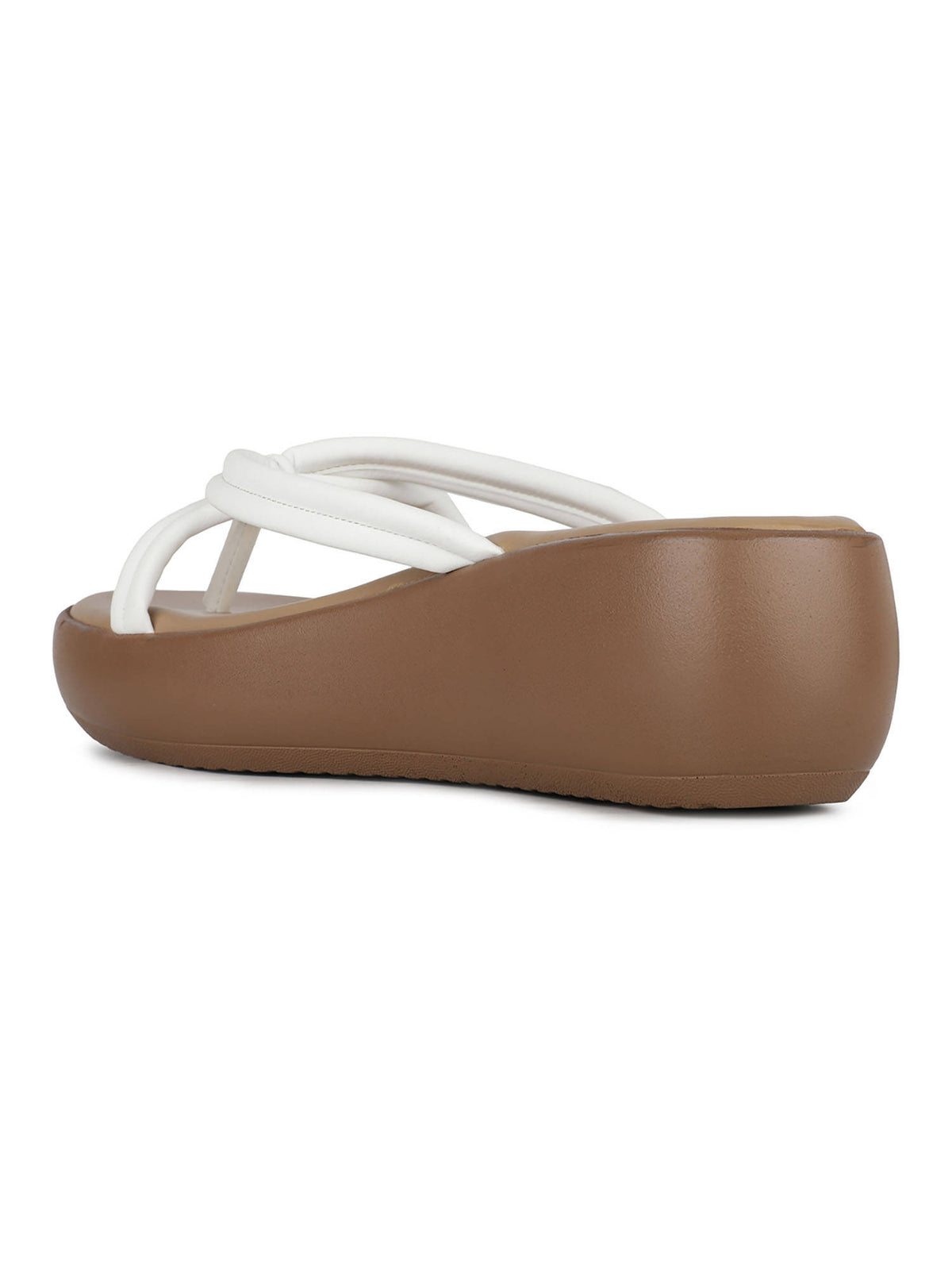 Womens White Party Wear Striped Round Toe Sandal Heels | H78 - view 3