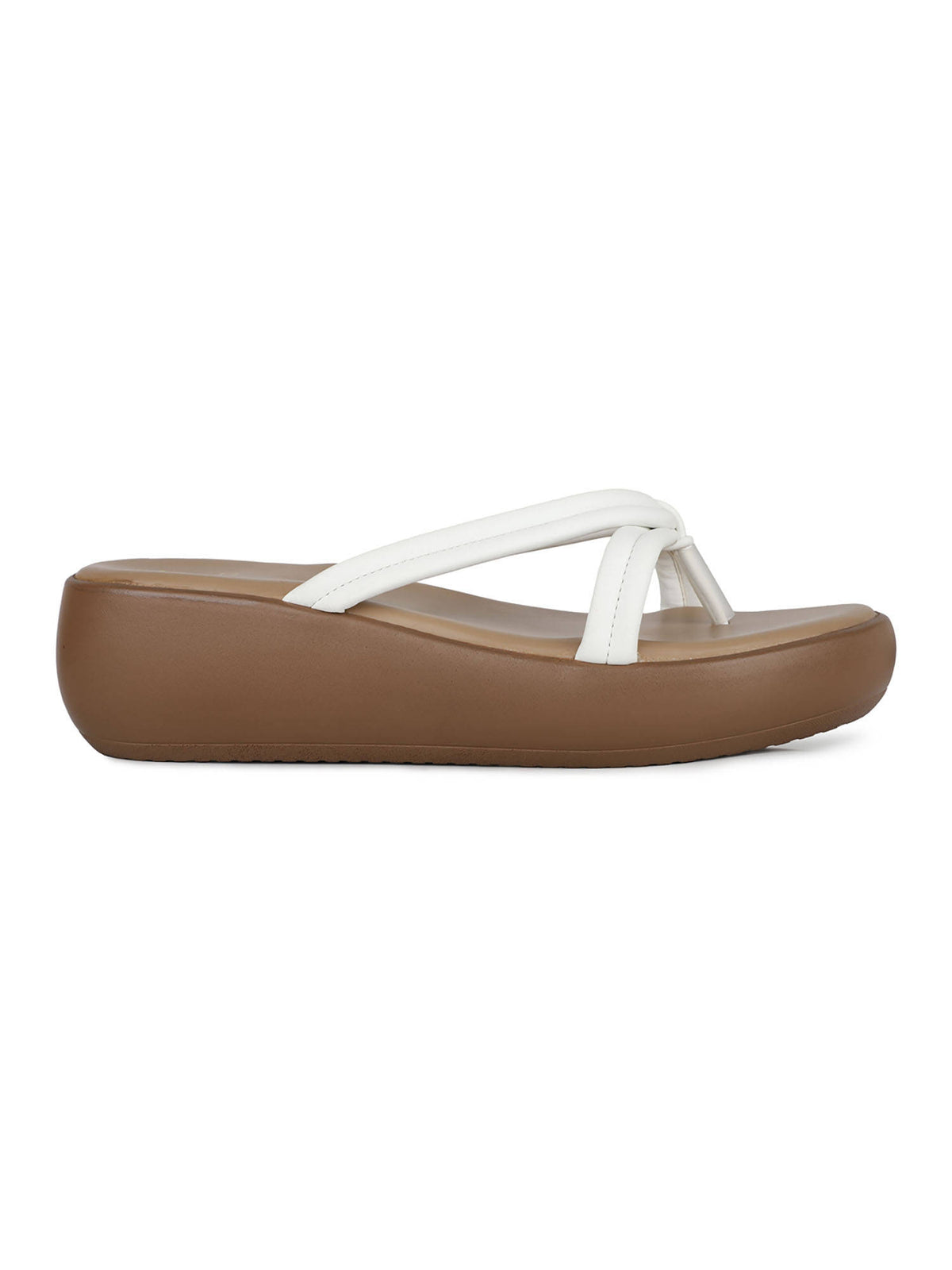 Womens White Party Wear Striped Round Toe Sandal Heels | H78 - view 4