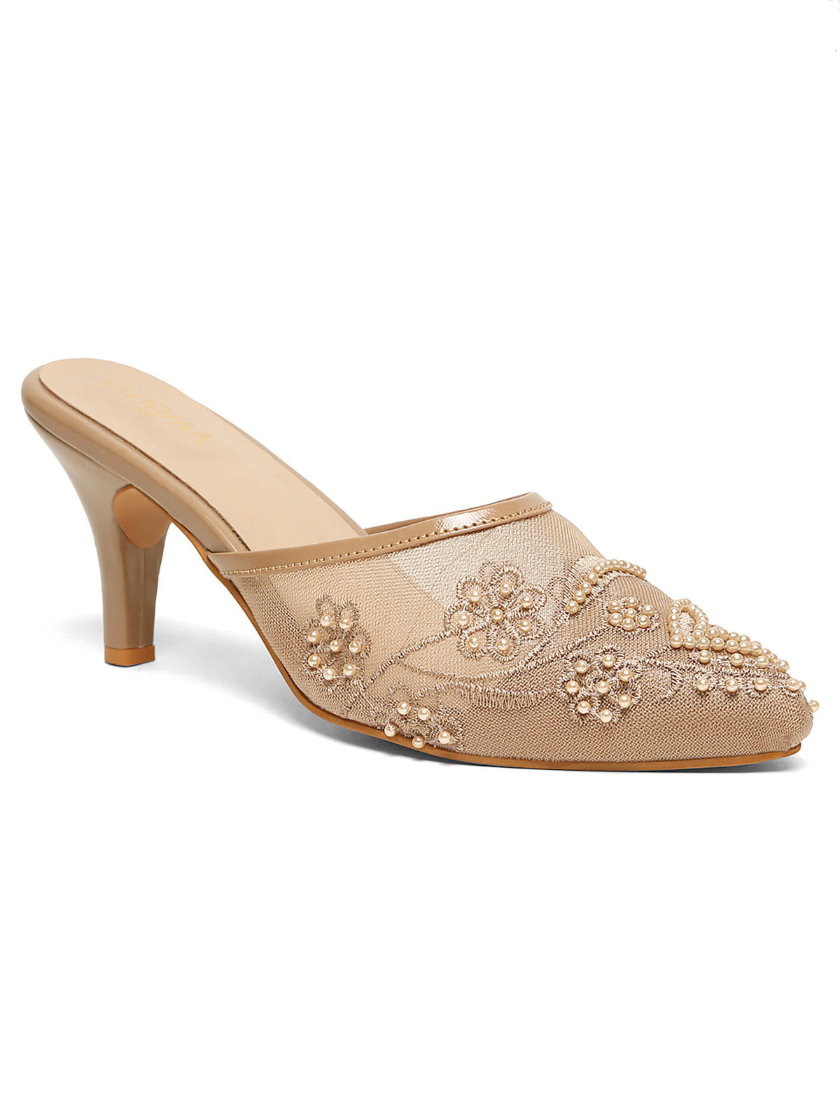 Beige Color Festive Mules | H78 - view 2