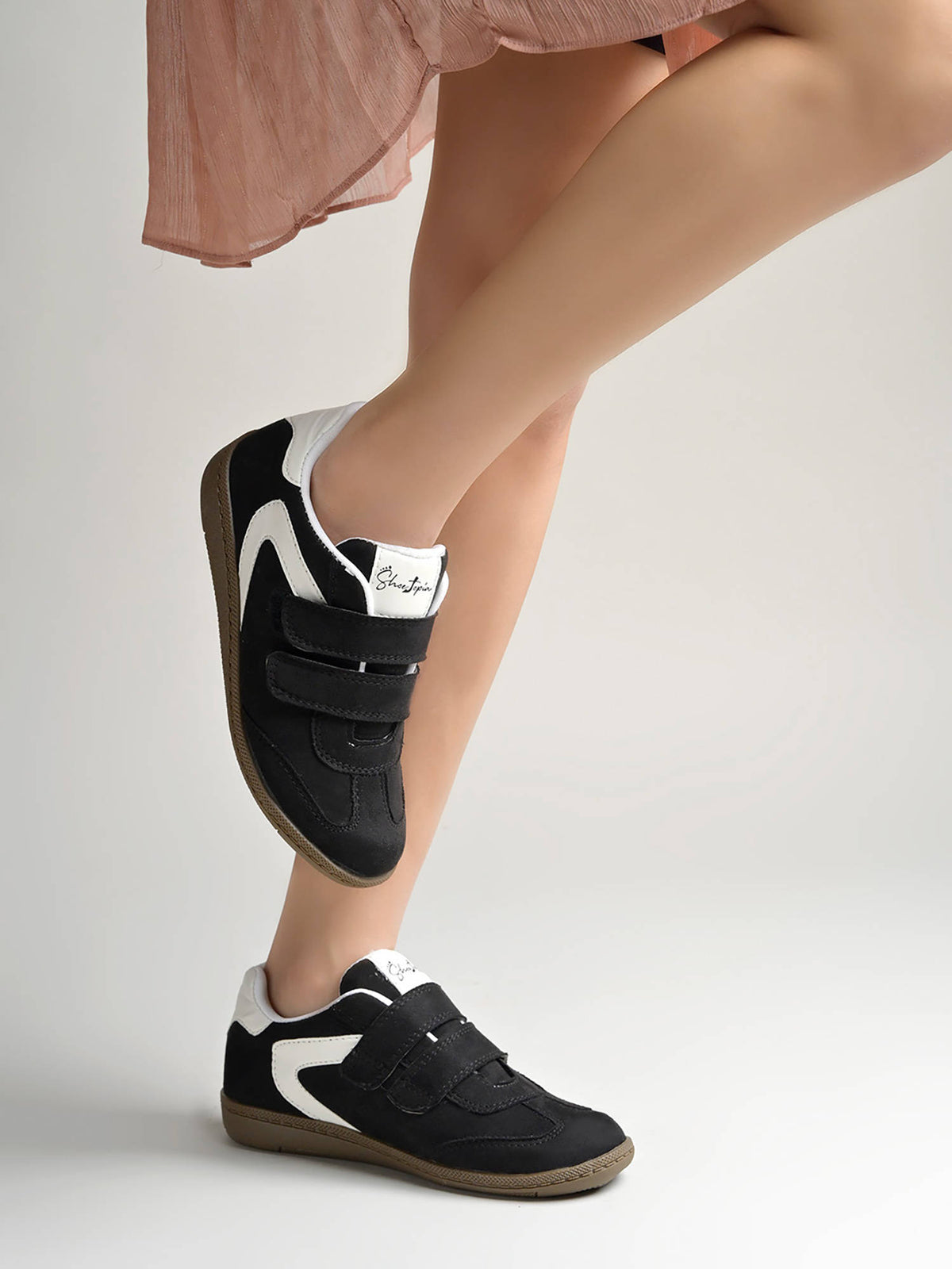 Women's Black Double Strap Casual Sneakers | SN09 - view 2