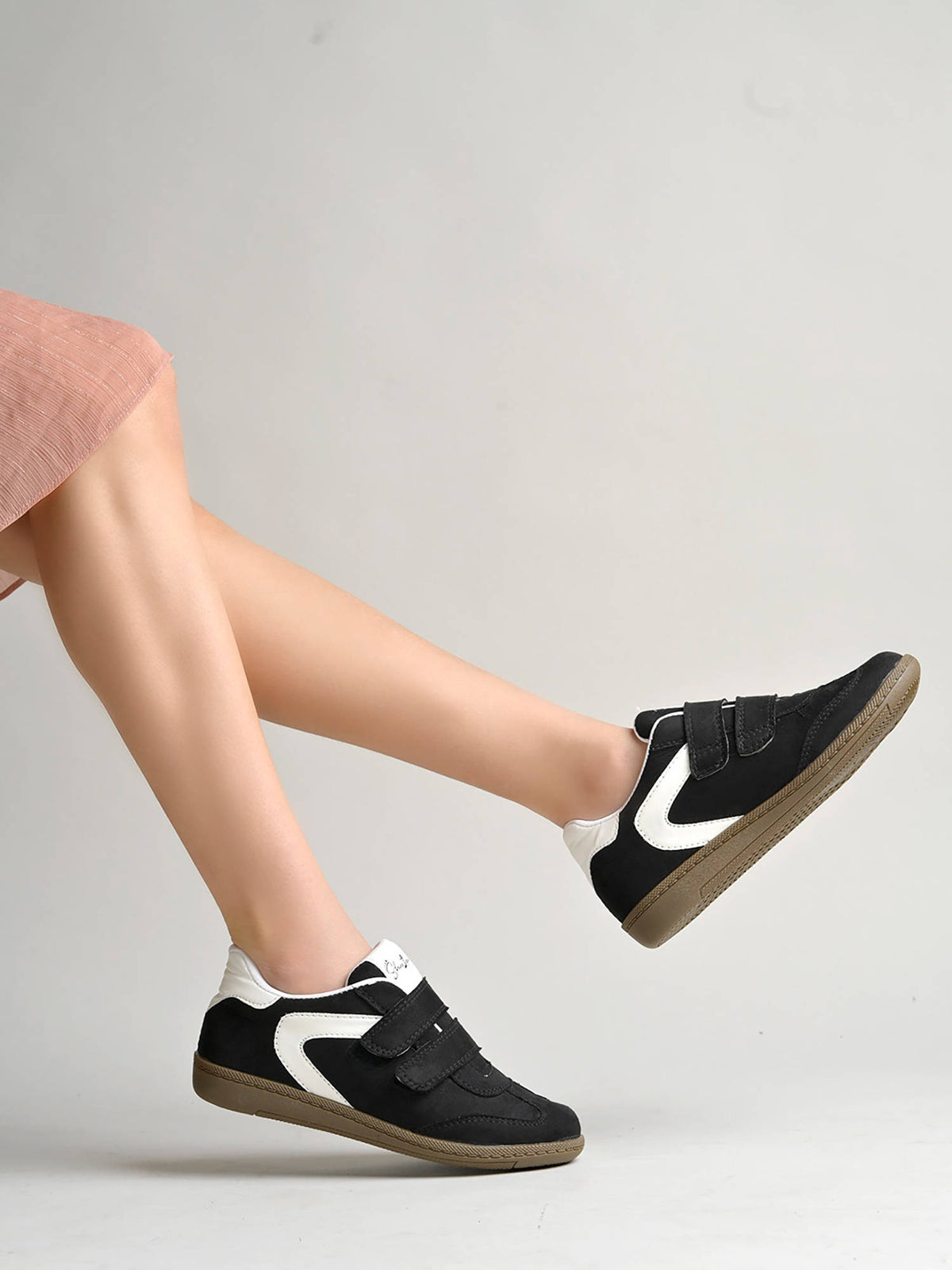 Women's Black Double Strap Casual Sneakers | SN09 - view 4