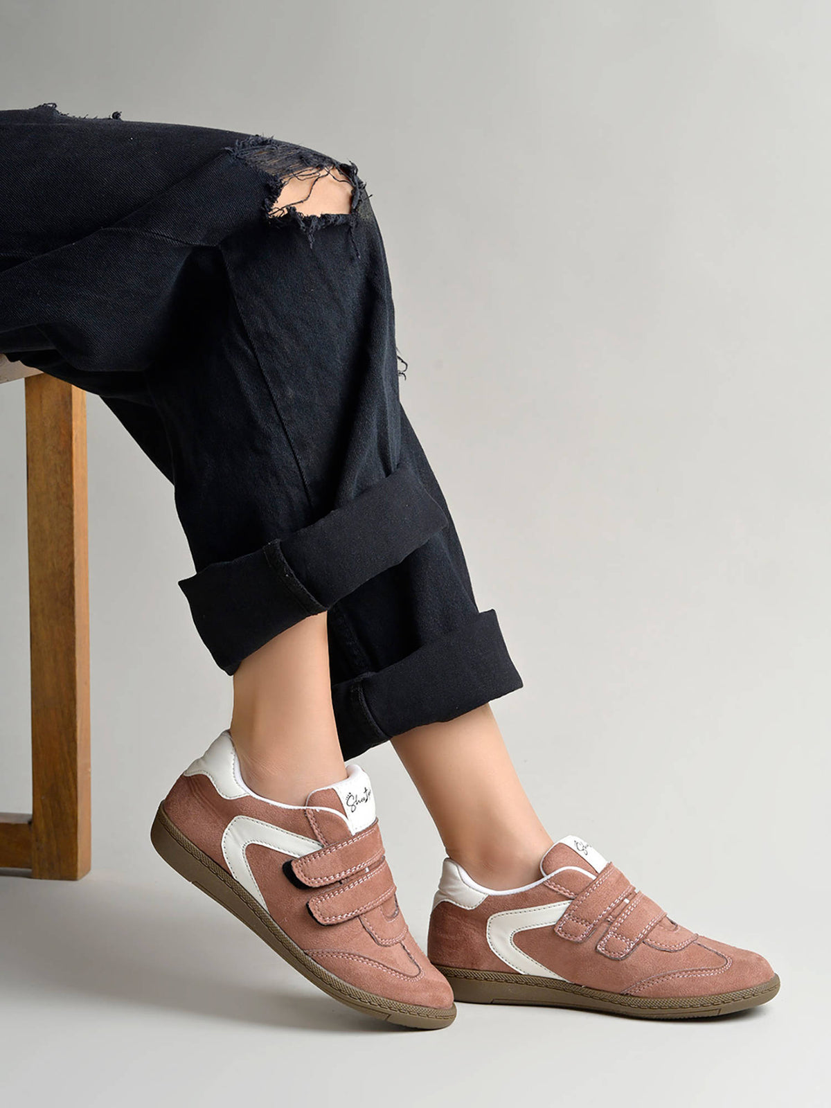 Women's Black Double Strap Casual Sneakers | SN09 - view 10
