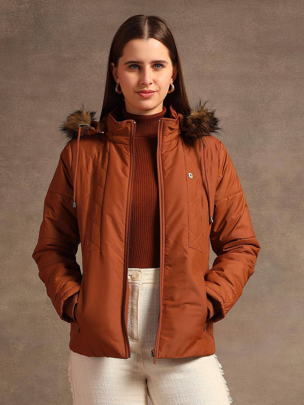 Hooded Solid Padded Jacket | JC78 - view 1
