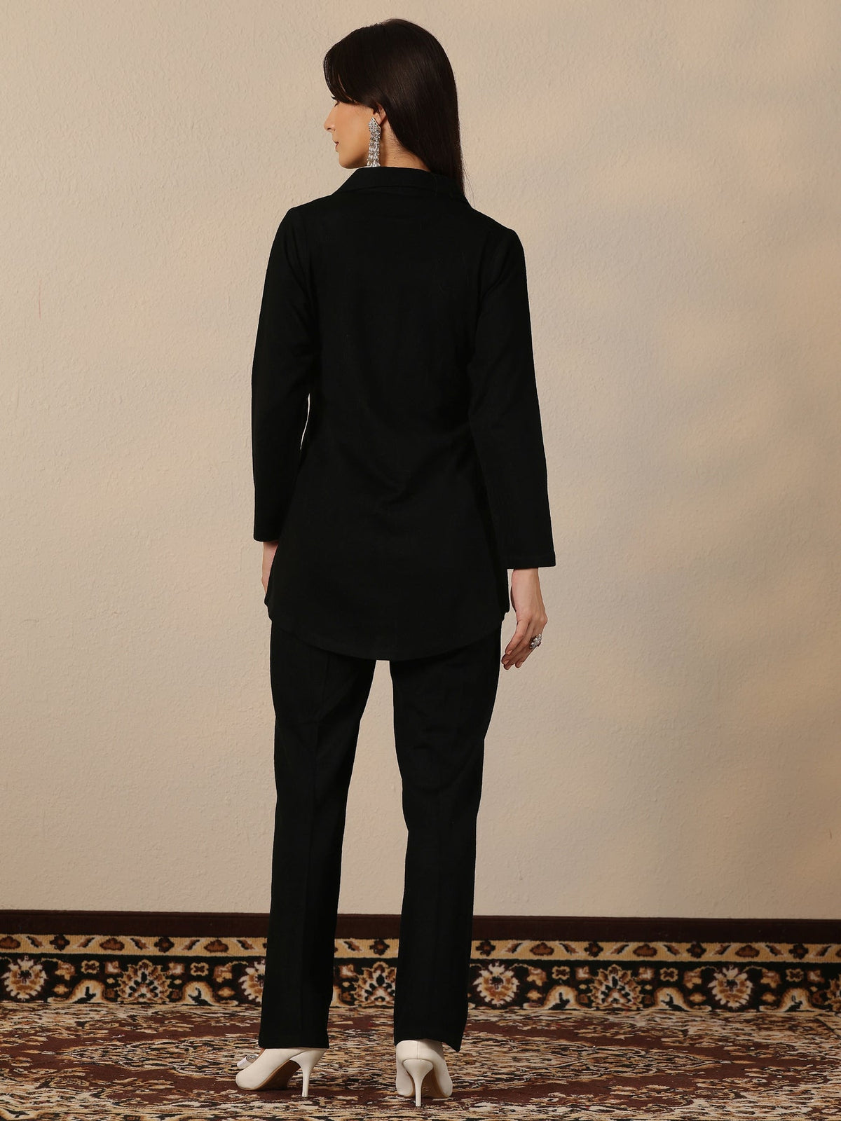 Libas Black Embroidered Wool Co-Ord Sets CO87