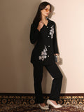 Libas Black Embroidered Wool Co-Ord Sets CO87