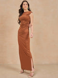Brown Solid Maxi Dress | D56 - view 1