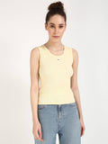 Womens Beige Solid Tank Top | TT98 - view 6