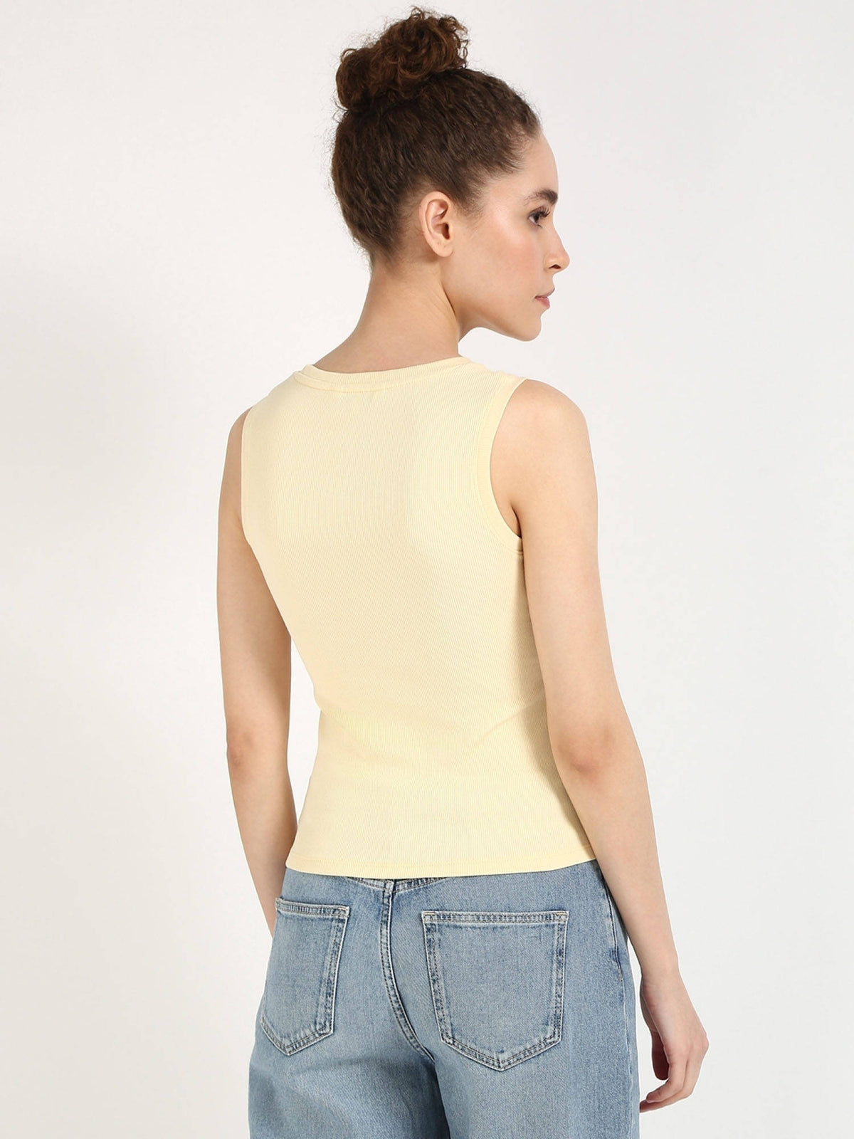 Womens Beige Solid Tank Top | TT98 - view 9