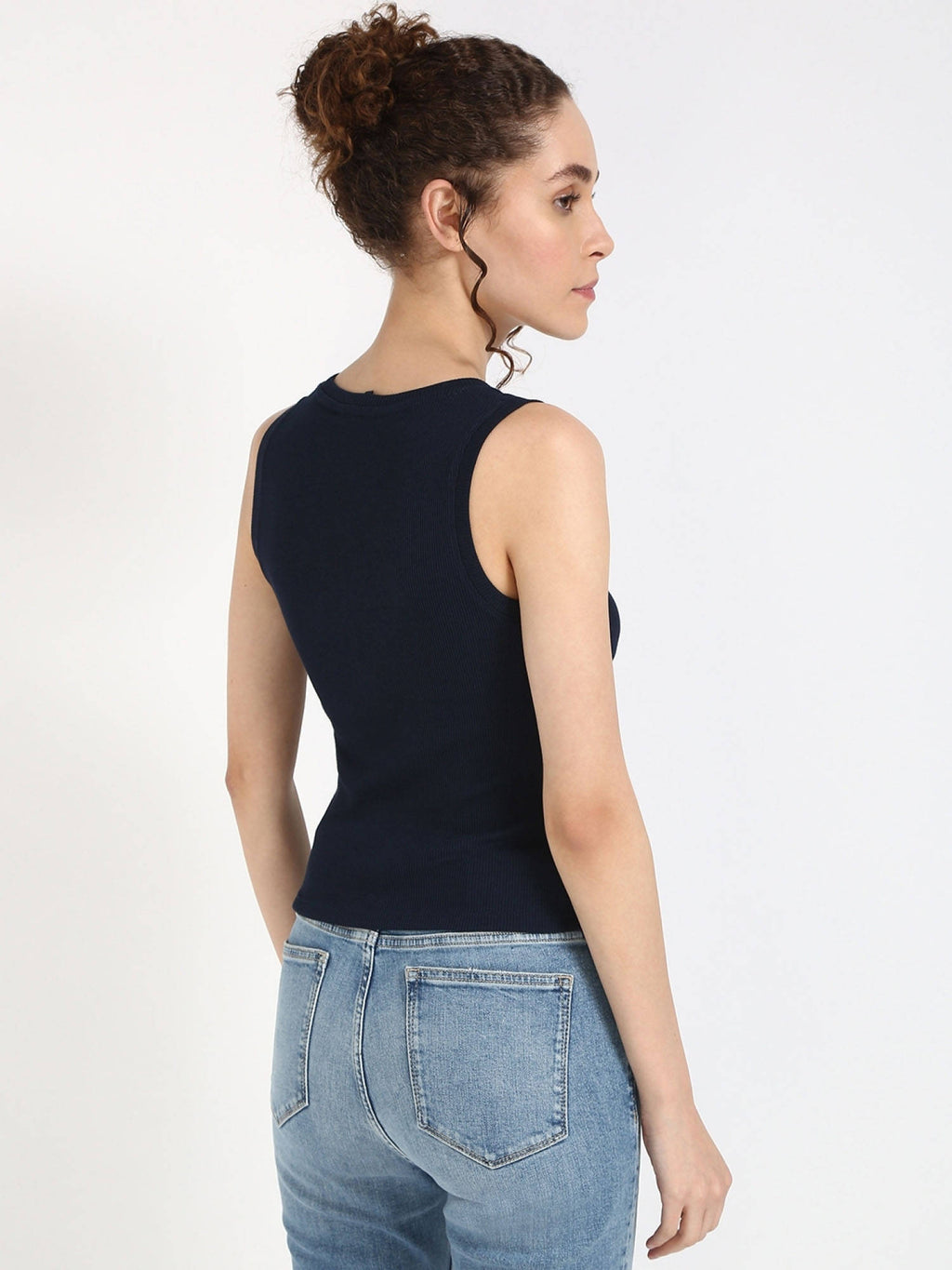 Womens Beige Solid Tank Top | TT98 - view 16