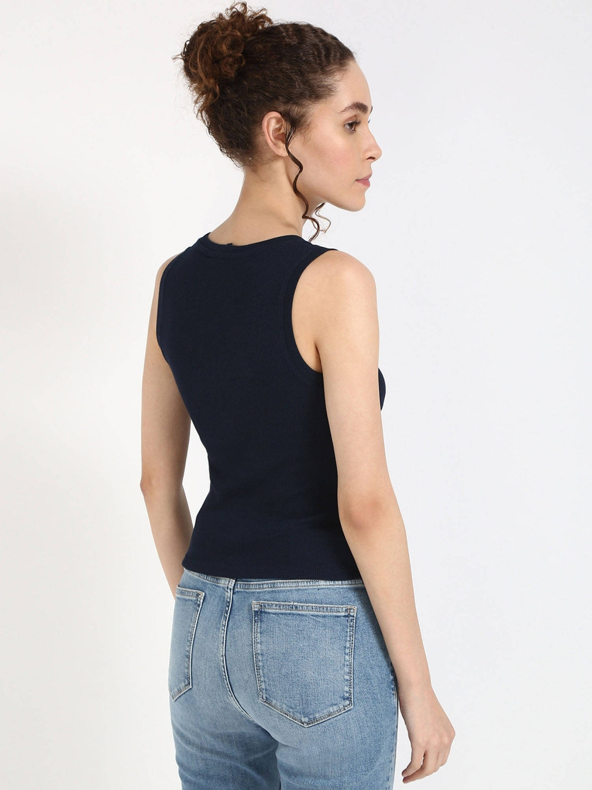 Womens Beige Solid Tank Top | TT98 - view 16
