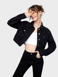 Twill Black Buttoned Women Regular Jacket | JC78 - view 1