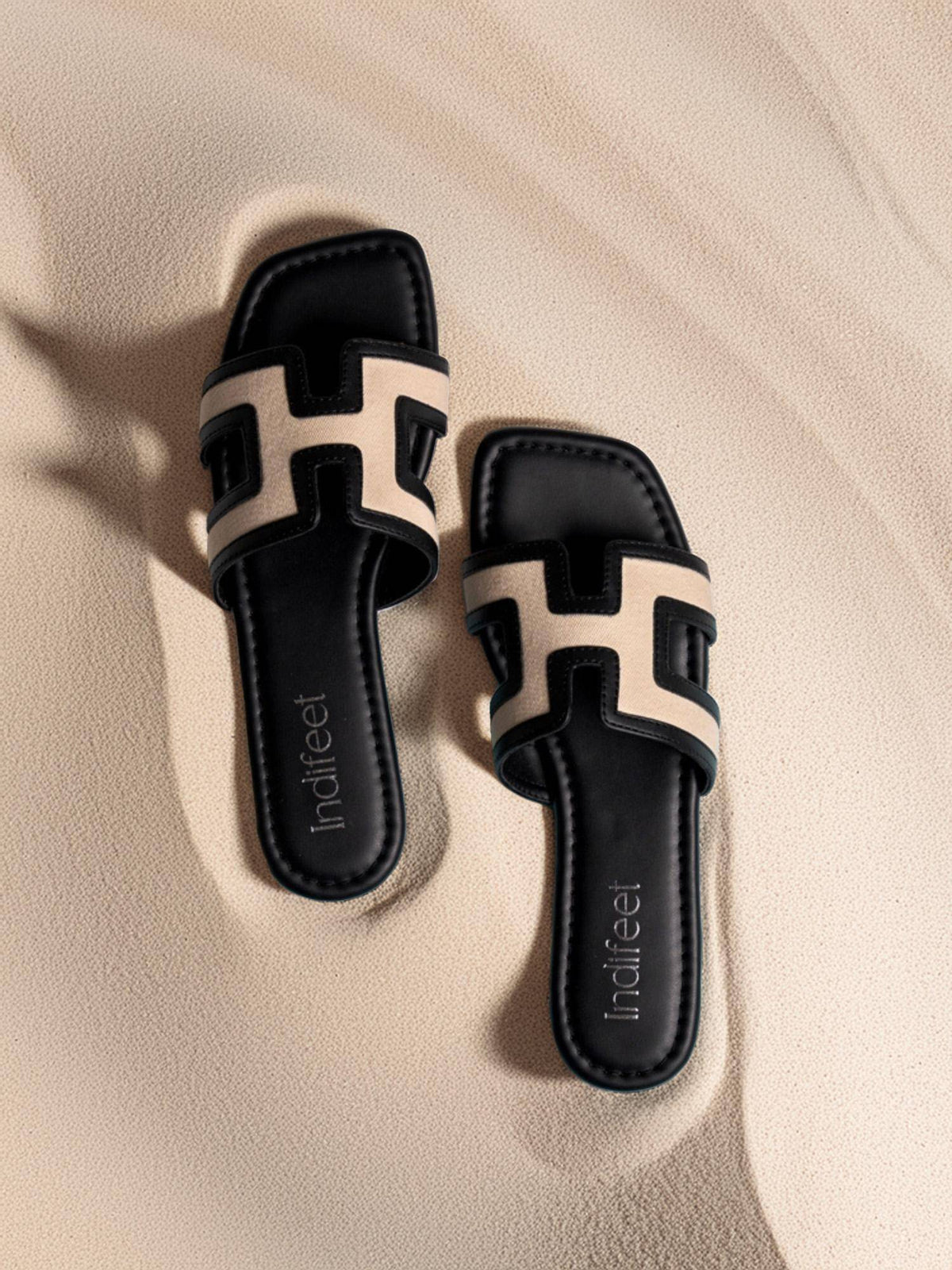 Black and White Trendy and Casual Dual Tone Flats | F61 - view 5