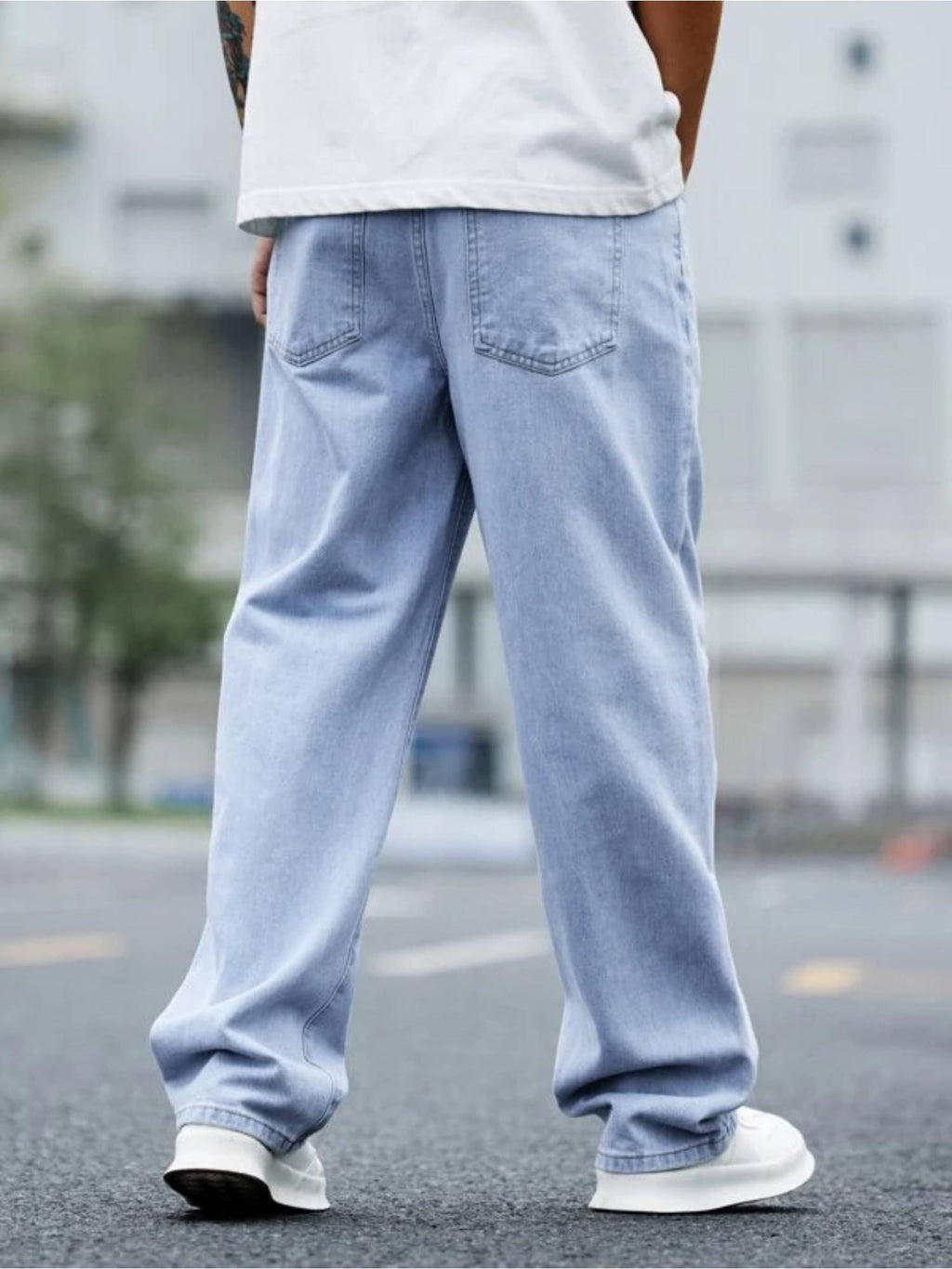 Off Duty Slate Blue Baggy Fit Rigid Jeans | BG78 - view 3