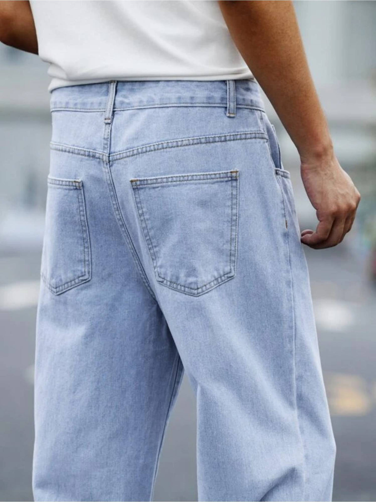 Off Duty Slate Blue Baggy Fit Rigid Jeans | BG78 - view 5