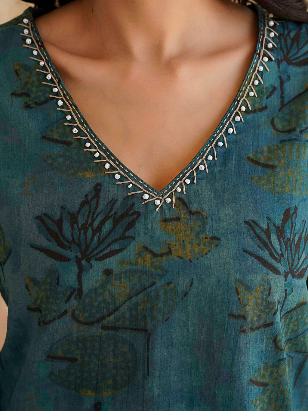Green Printed Ultimate Kurta | U3S - view 3