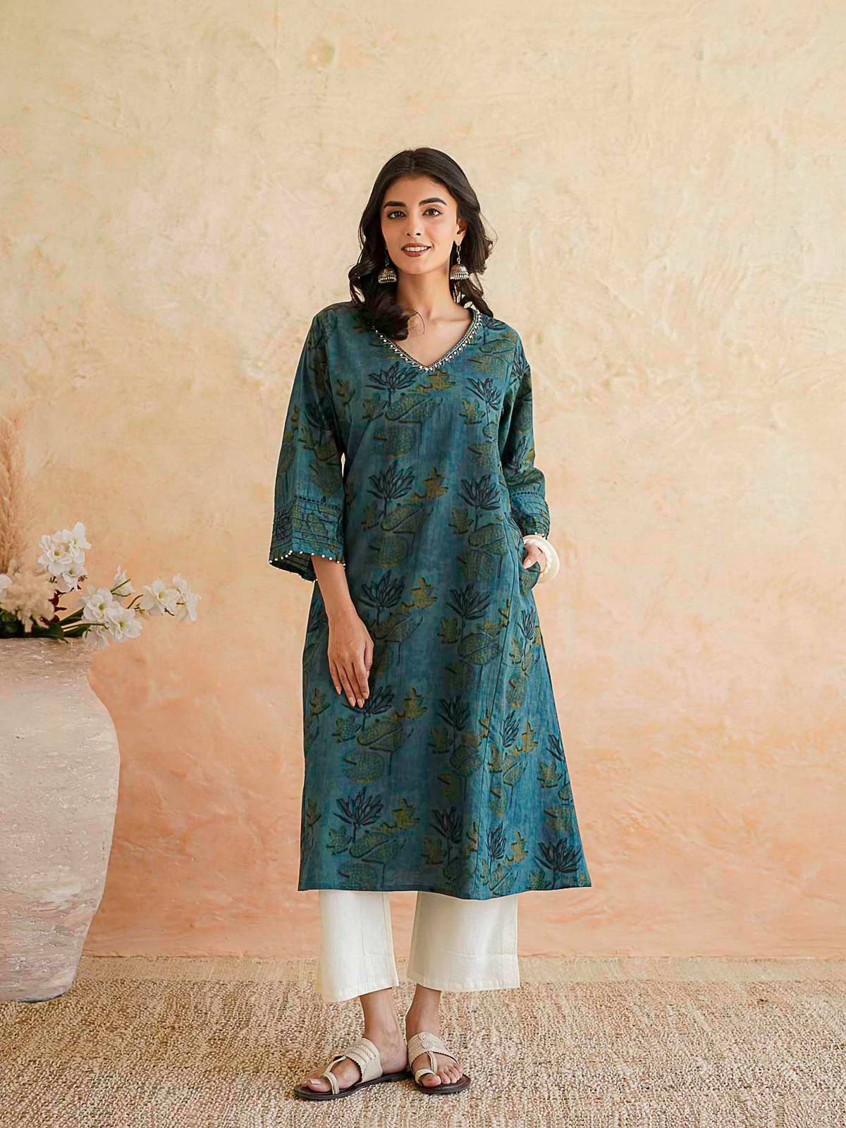 Green Printed Ultimate Kurta | FY93 - view 4