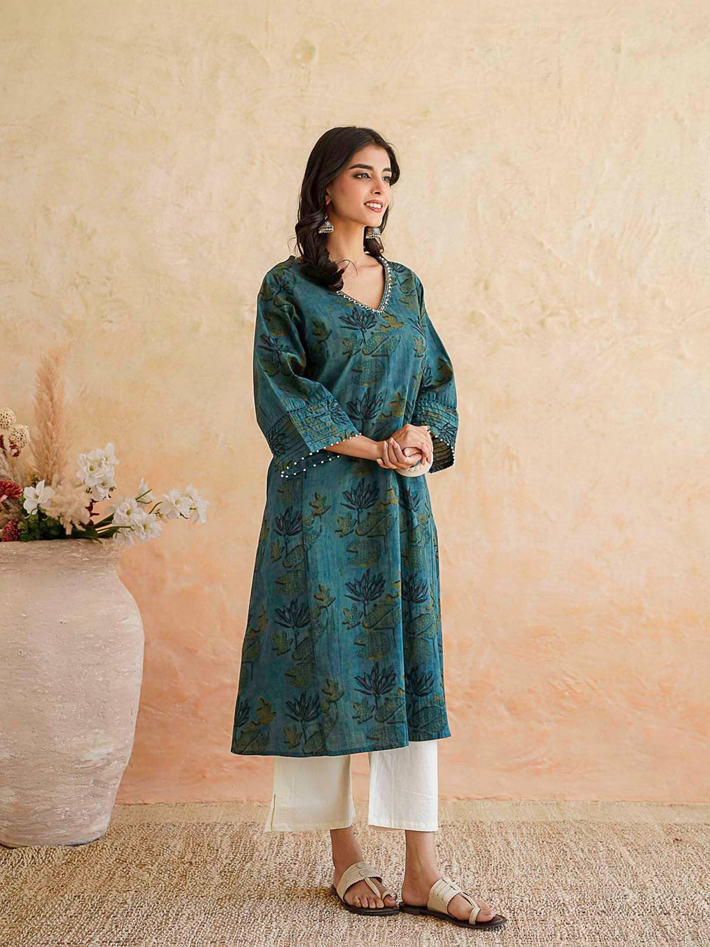 Green Printed Ultimate Kurta | FY93 - view 5
