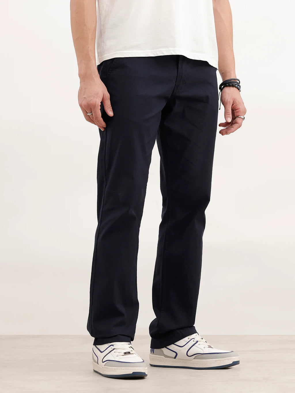 Solid Straight Fit Trouser | Navy Blue
