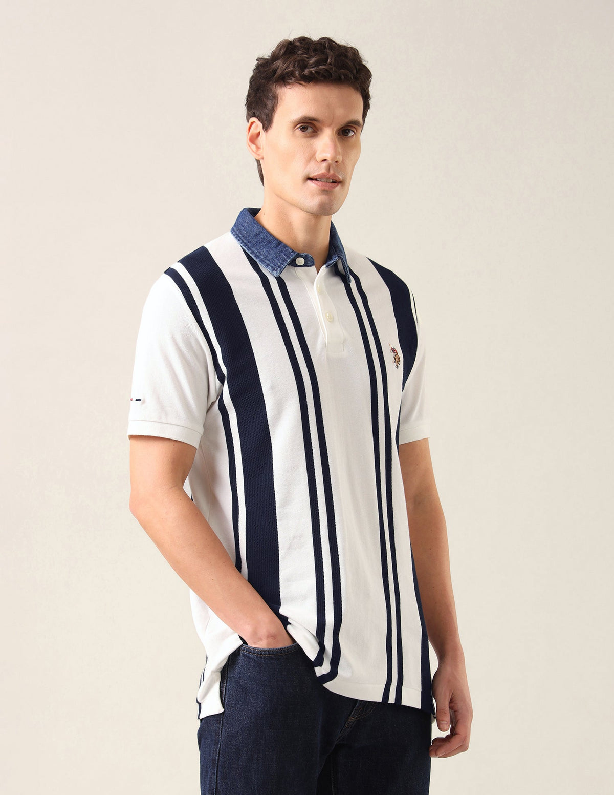 Vertical Striped Slim Fit Polo Shirt USP0