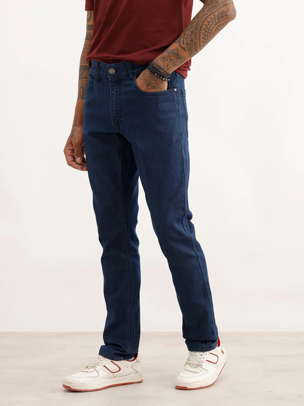 Solid Slim Fit Denim Jeans | Dark Blue