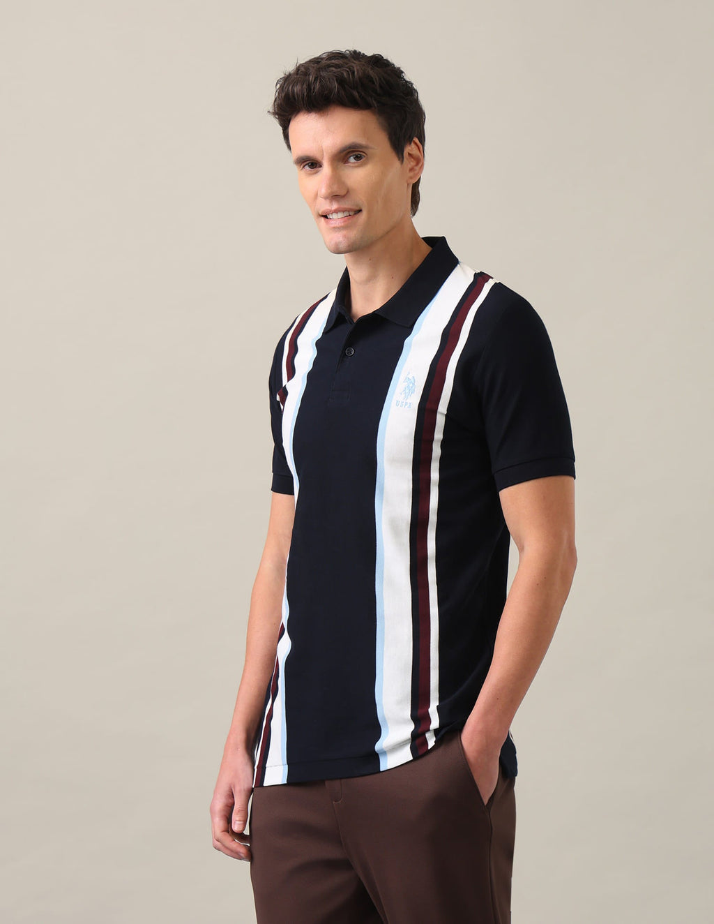 Vertical Striped Slim Fit Polo Shirt USP0