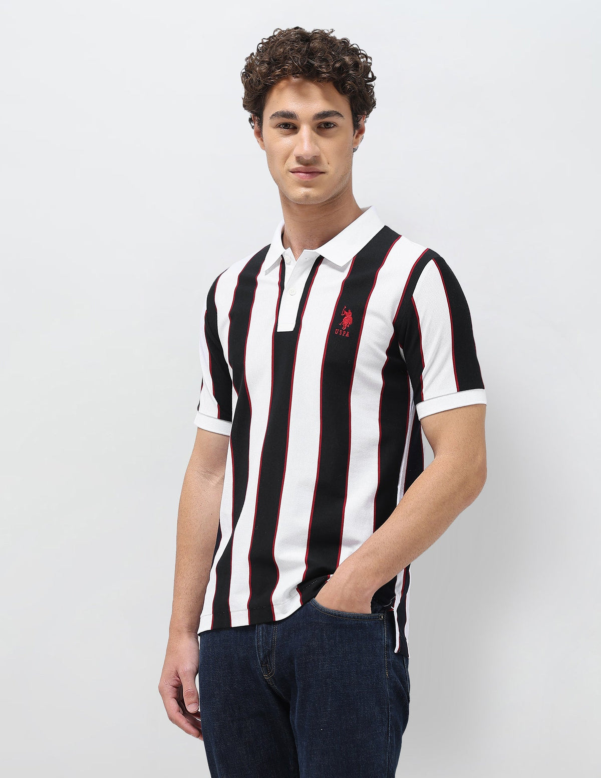 Vertical Striped Slim Fit Polo Shirt USP0