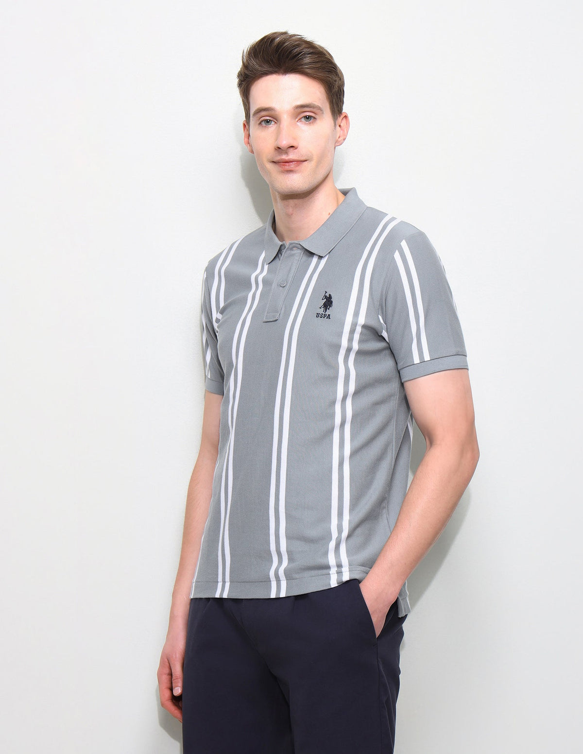 Vertical Striped Slim Fit Polo Shirt USP0