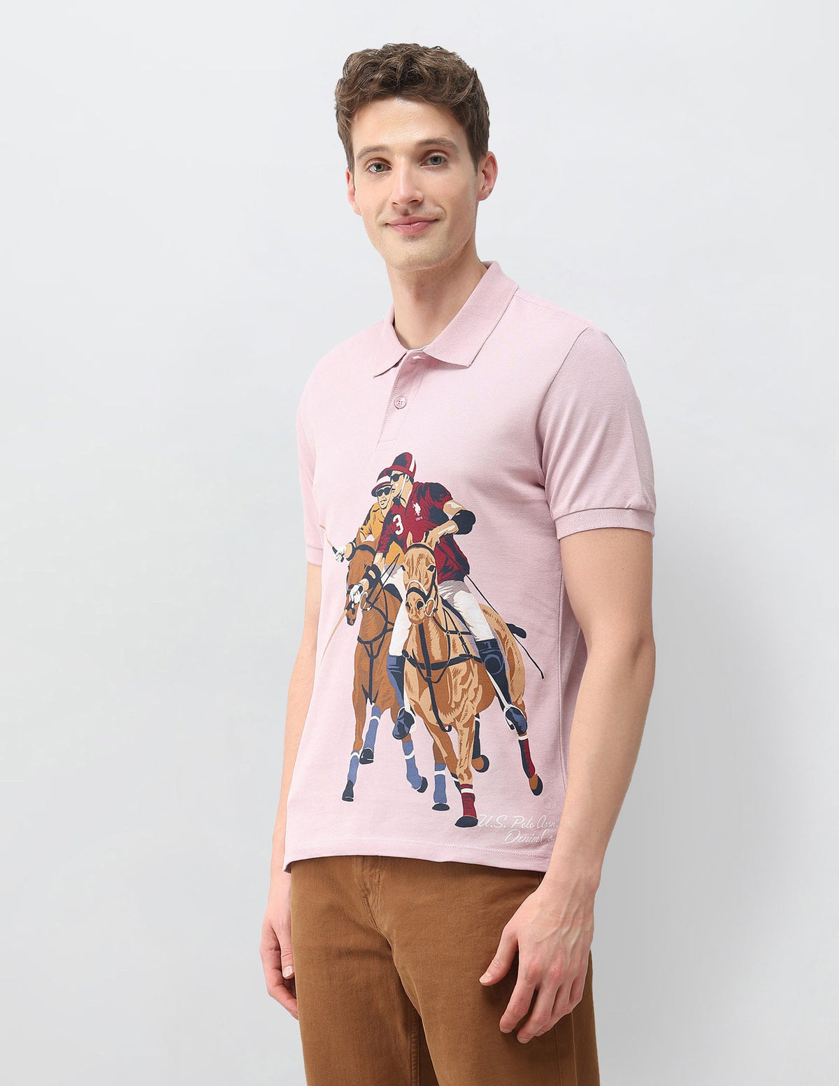 Graphic Printed Muscle Fit Polo Shirt USP0