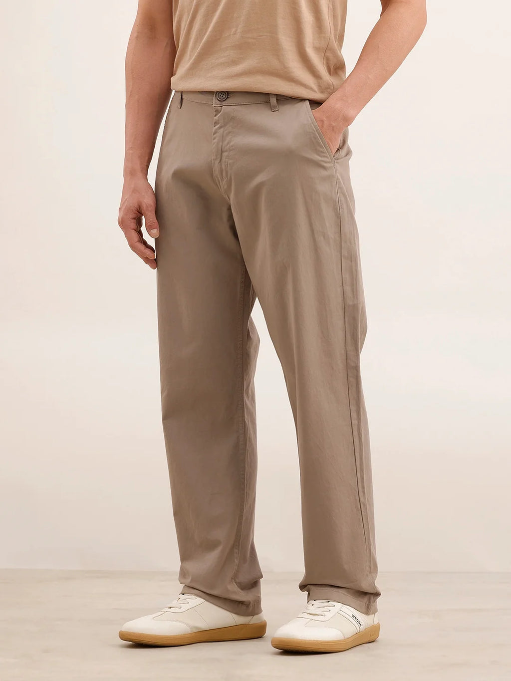 Anti Fit Solid Trouser | Beige