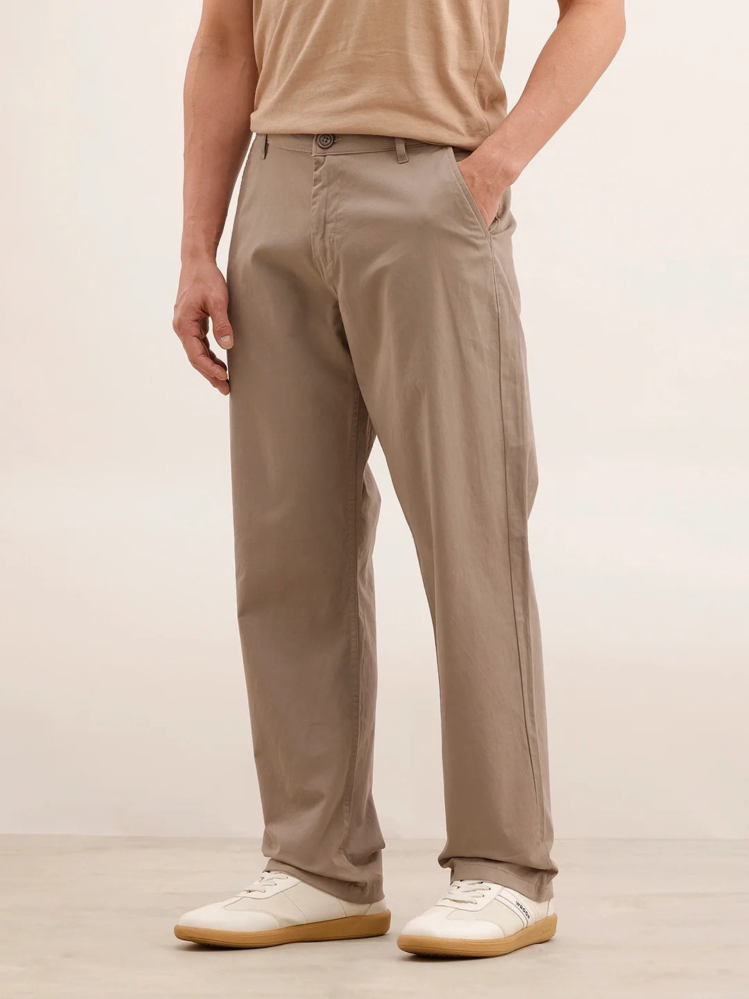 Anti Fit Solid Trouser | Beige