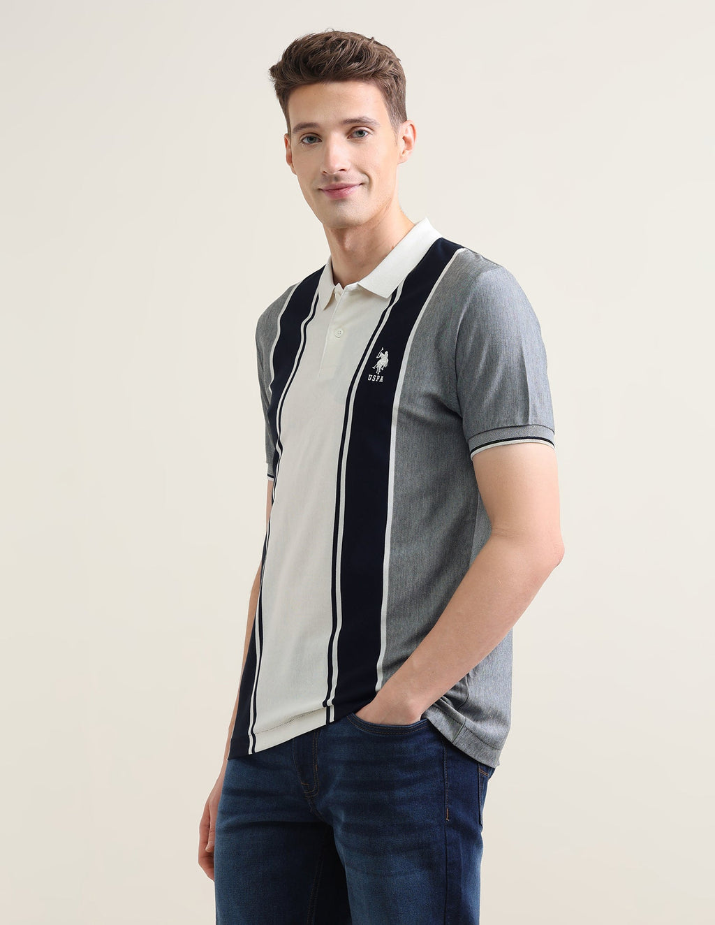 Colourblocked Slim Fit Polo Shirt USP0