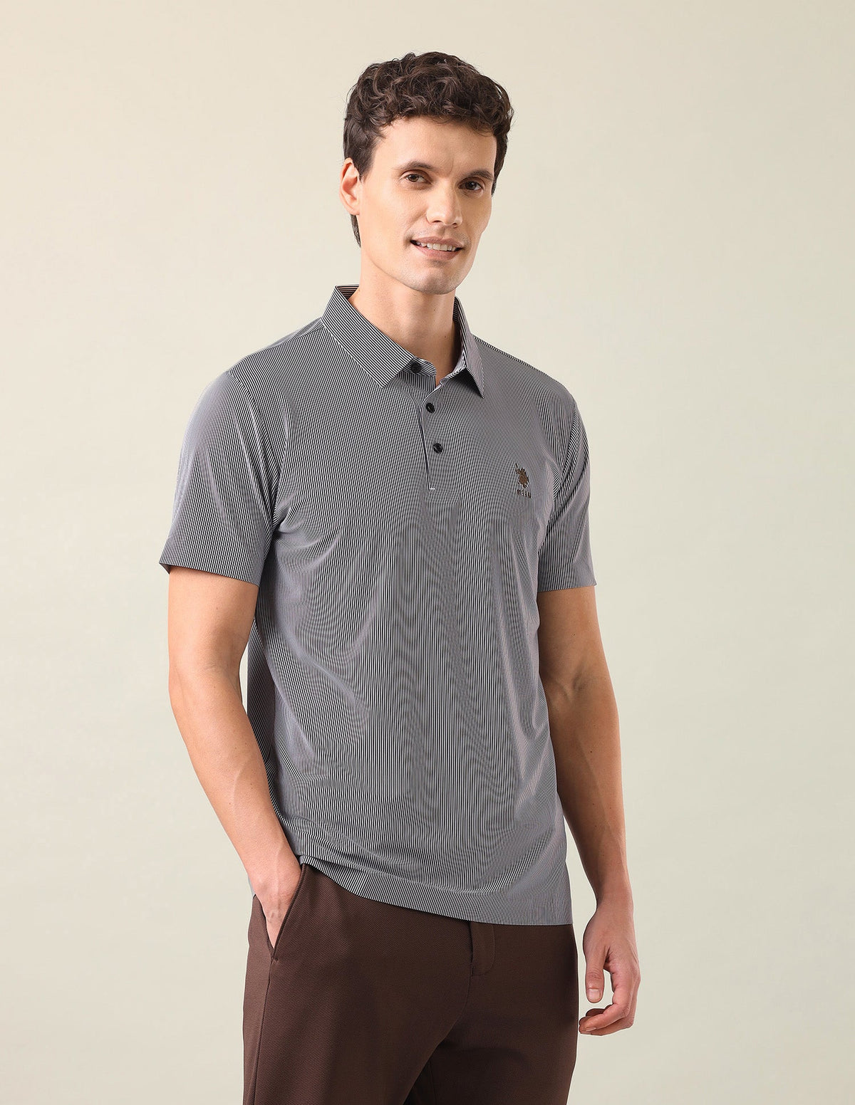 Vertical Striped Slim Fit Polo Shirt USP0