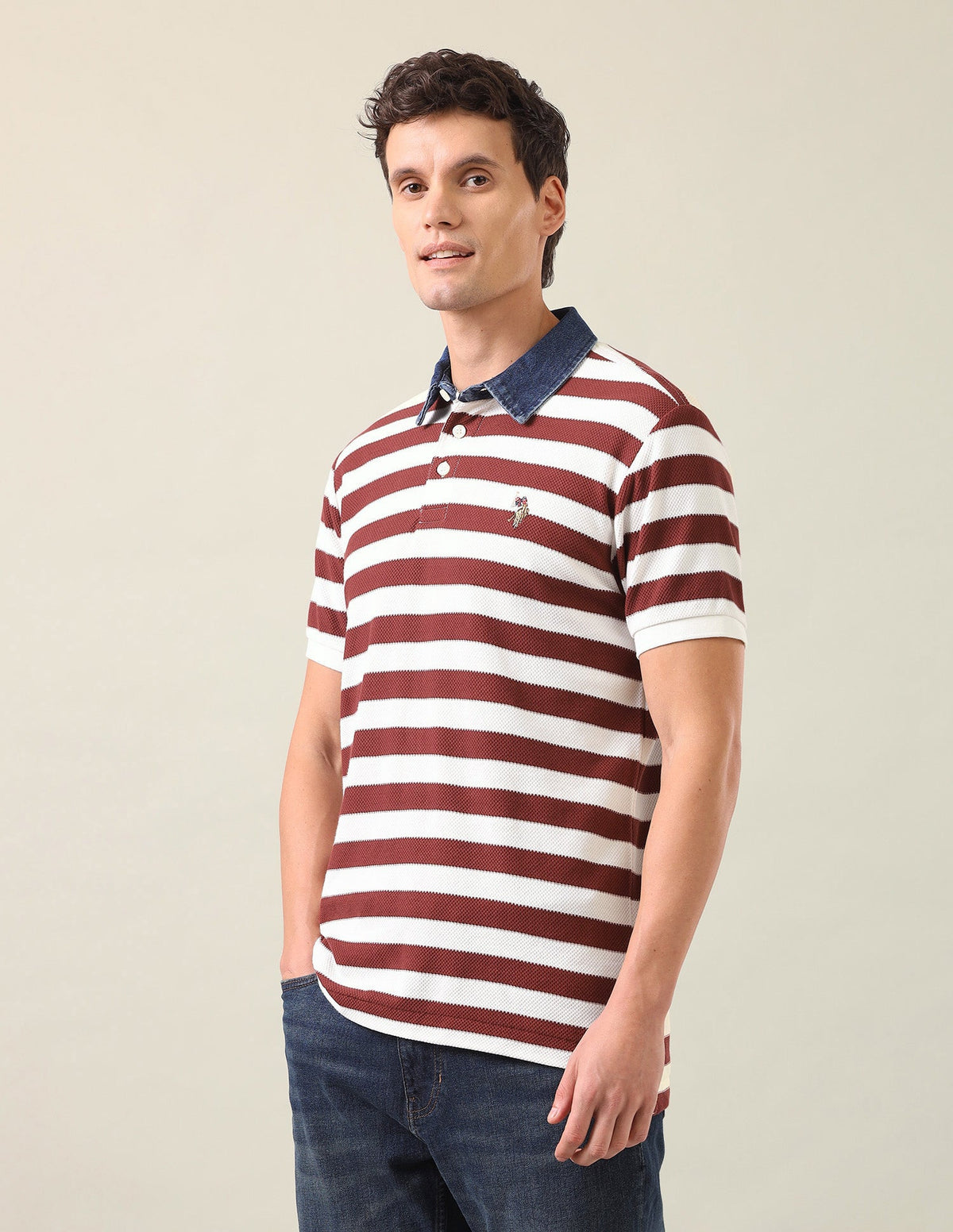 Horizontal Striped Slim Fit Polo Shirt USP0